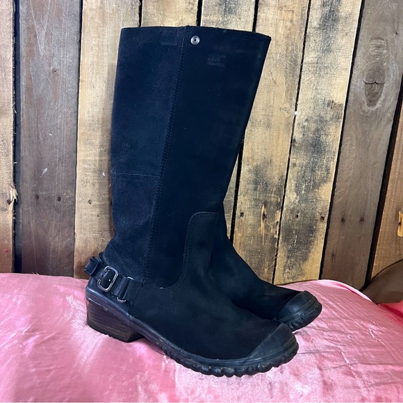 Sorel Slimboot Equestrian Riding Boot, black suede - Picture 1 of 11